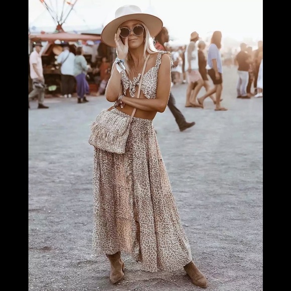 Boho Leopard Tie Top + Tiered Skirt 2 Piece Set - Picture 3 of 13